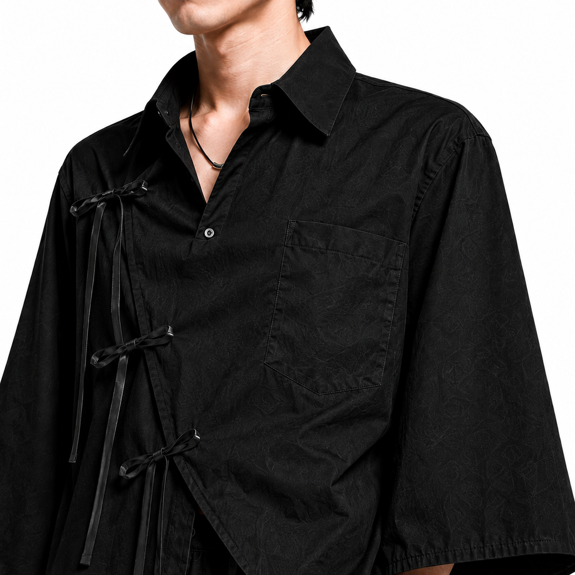 Kimono raw black shirt men
