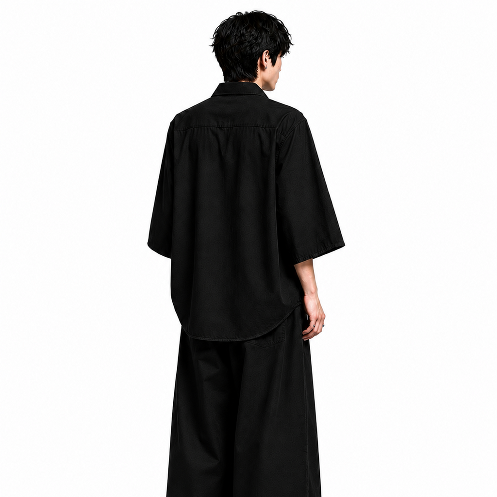 Kimono raw black shirt men