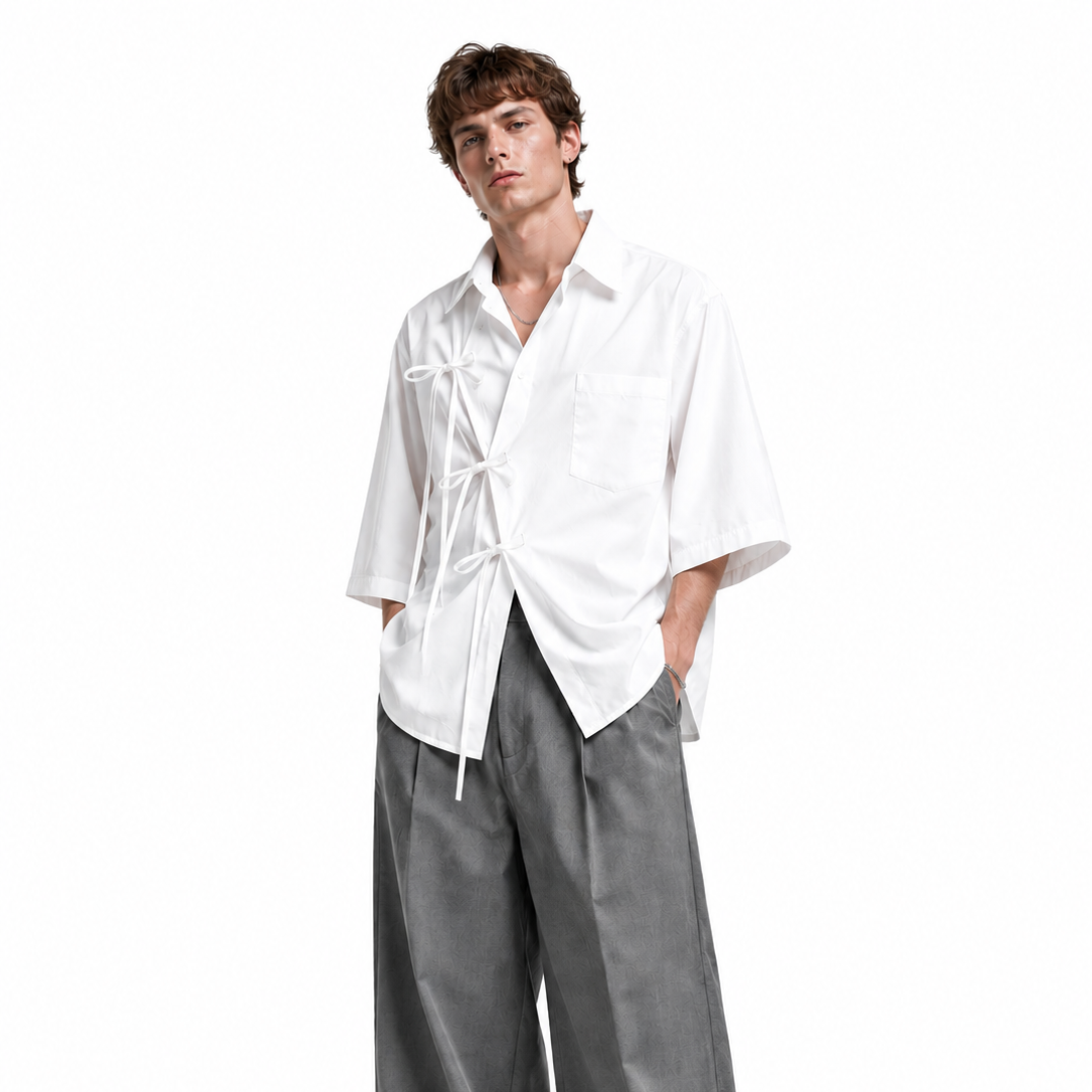 Kimono raw white shirt men