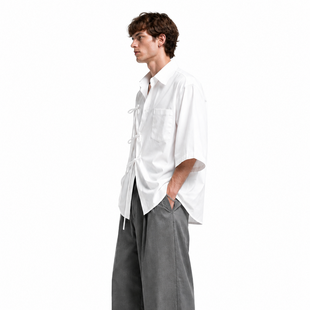 Kimono raw white shirt men