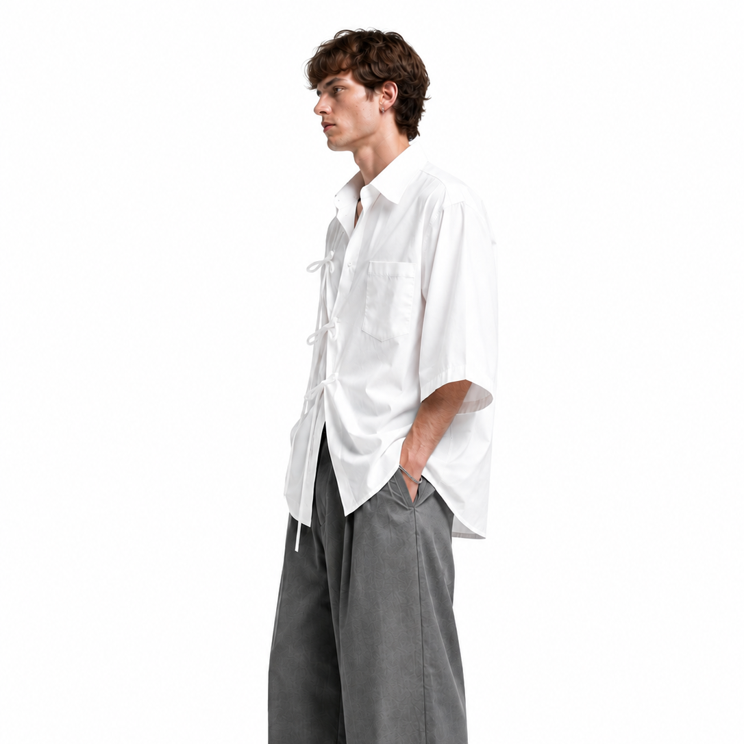 Kimono raw white shirt men