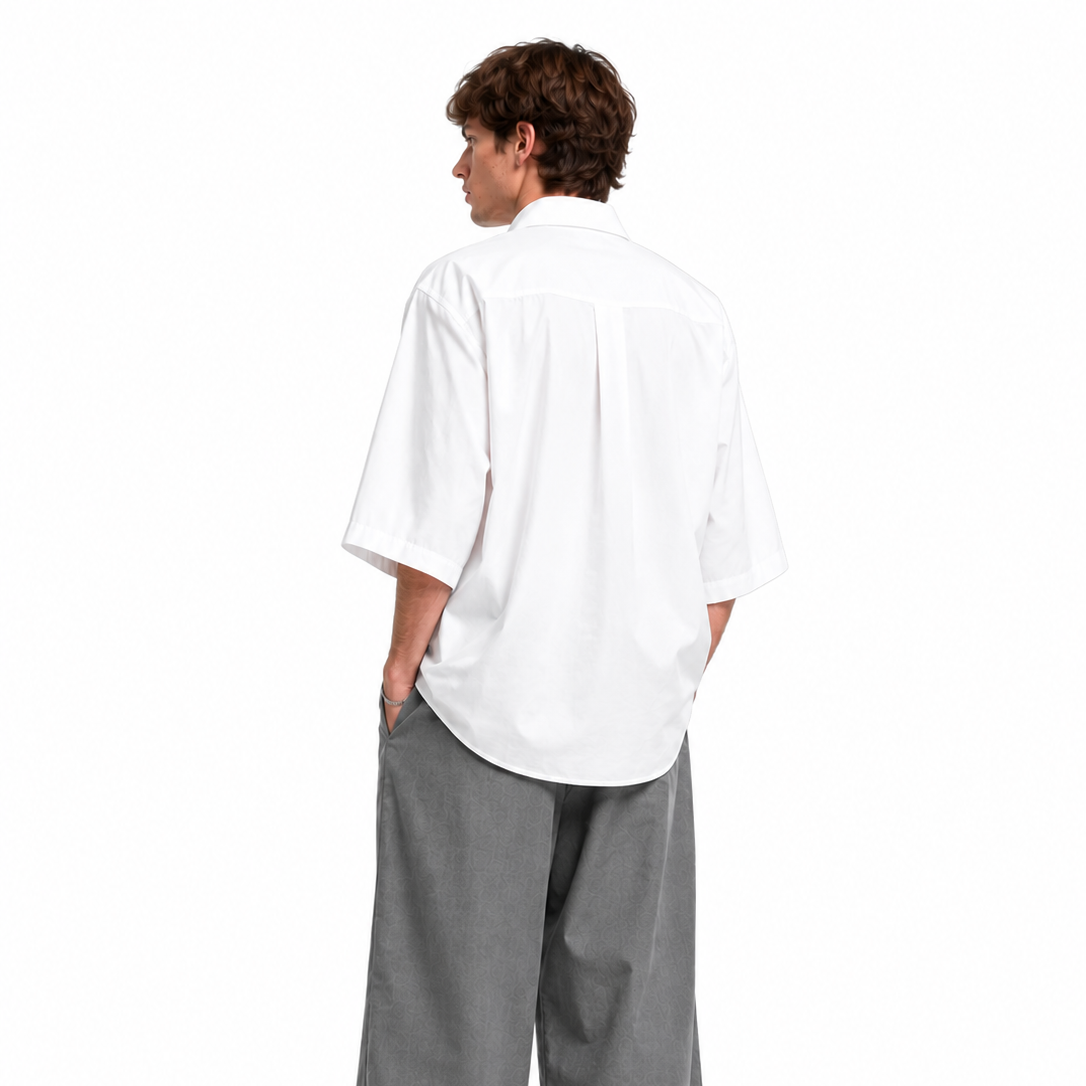 Kimono raw white shirt men