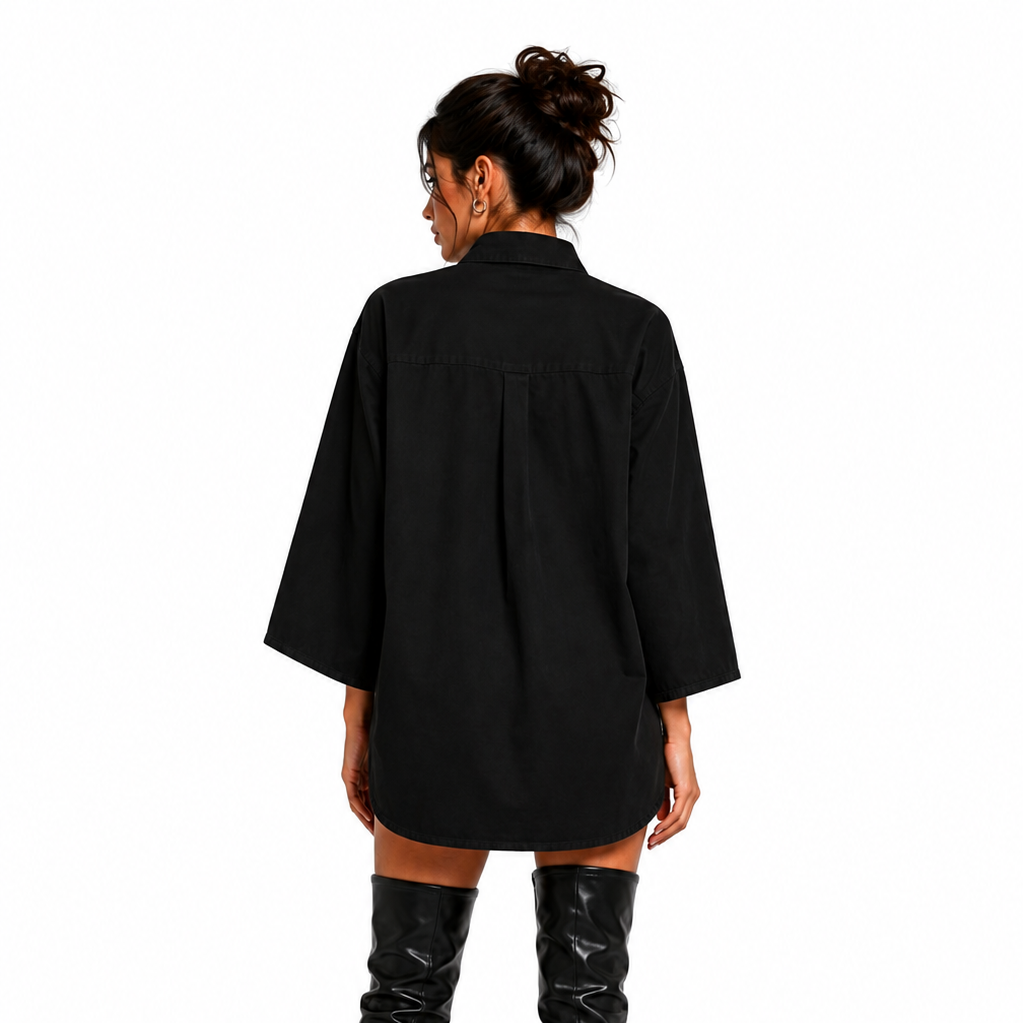 Kimono raw black shirt women
